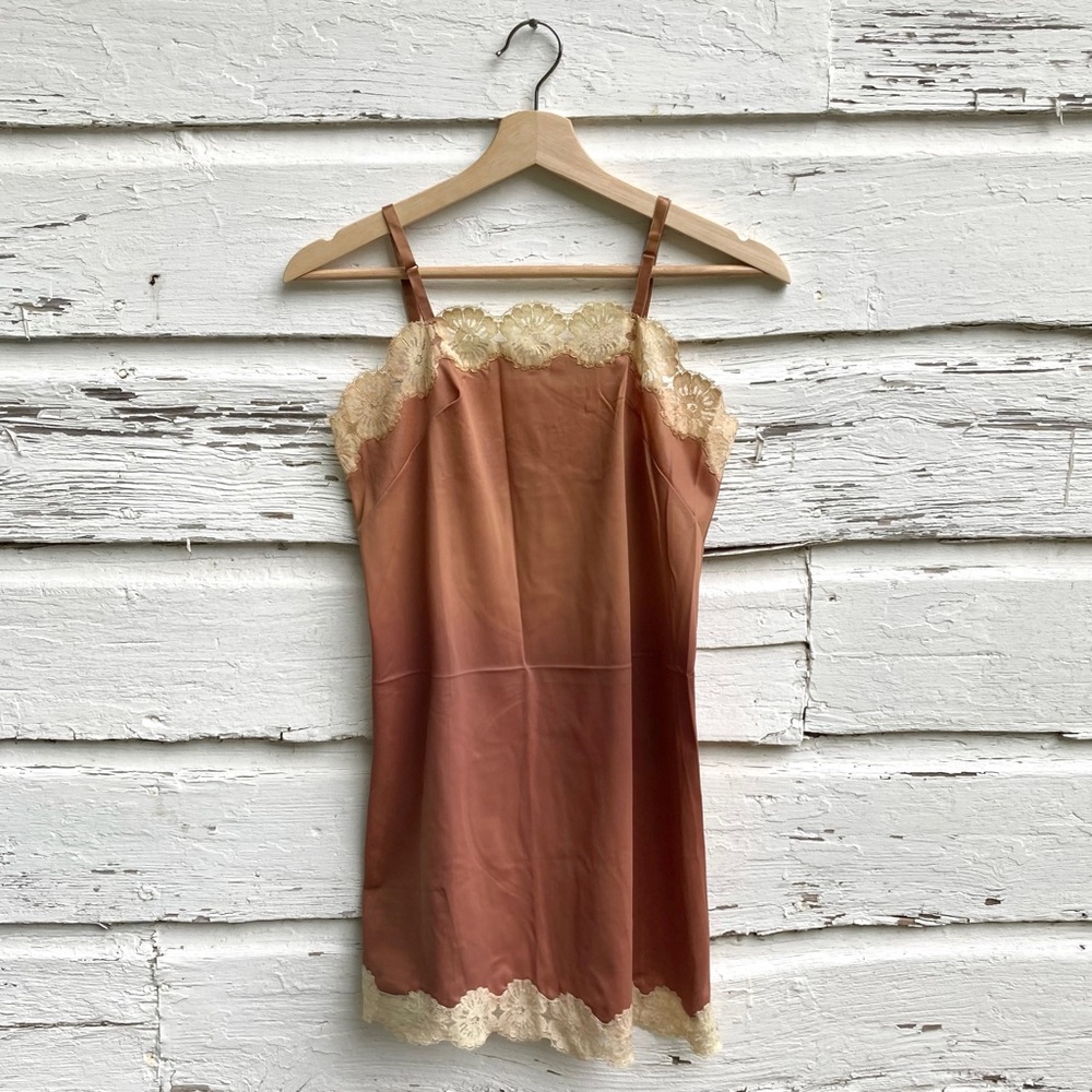 Vintage Floral Lace Trim Slip Dress